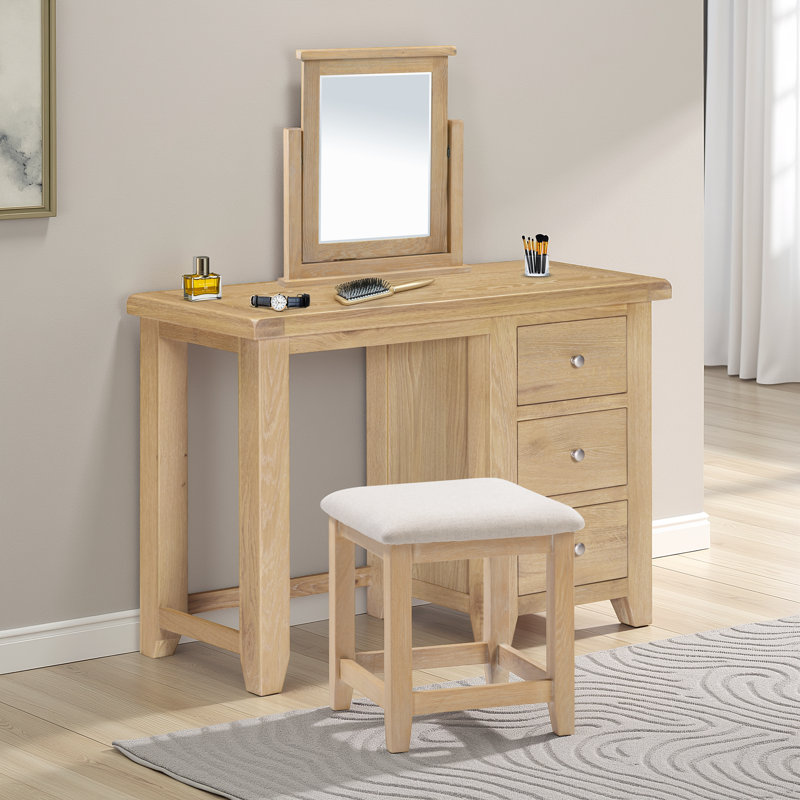 Solvy Dressing Table with Mirror, Oak