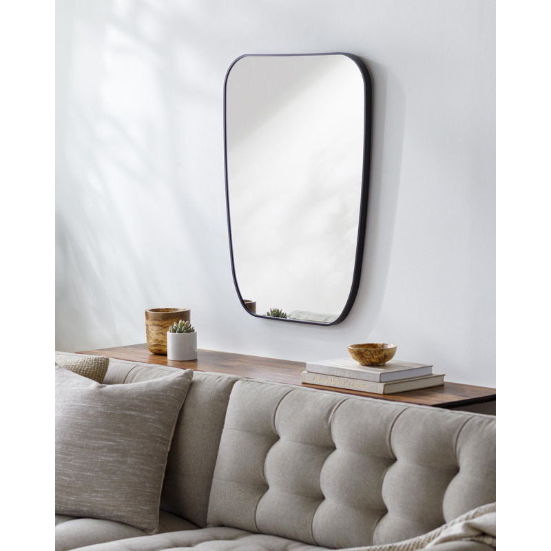 Miroir mural asymétrique en métal Sérone, Noir