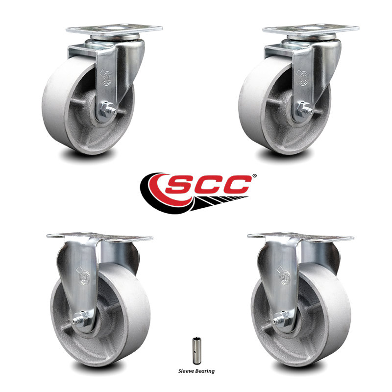Ensemble de roulettes 4 pouces semi-pivotantes avec 2 roulettes de service rigides