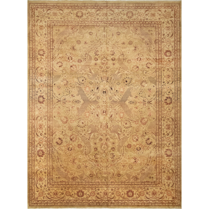 Tapis décoratif en laine de conception unique 9 pi 7 po x 12 pi 11 po noué à la main new age Versailles