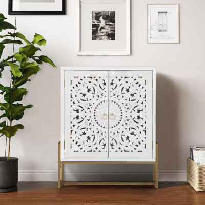 White Accent Cabinet with 2 Doors and 1 Shelf -  One Allium Way®, 66AB106112DB4D068B0428BAA0ECDA27