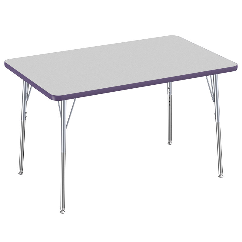 Rectangle Contour Activity Table with Adjustable Legs, 30" x 48", Standard Swivel Glide, Grey with Black