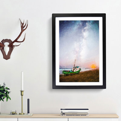 Grounded Fishing Boat at Dusk in Abstract - Picture Frame Graphic Art Print