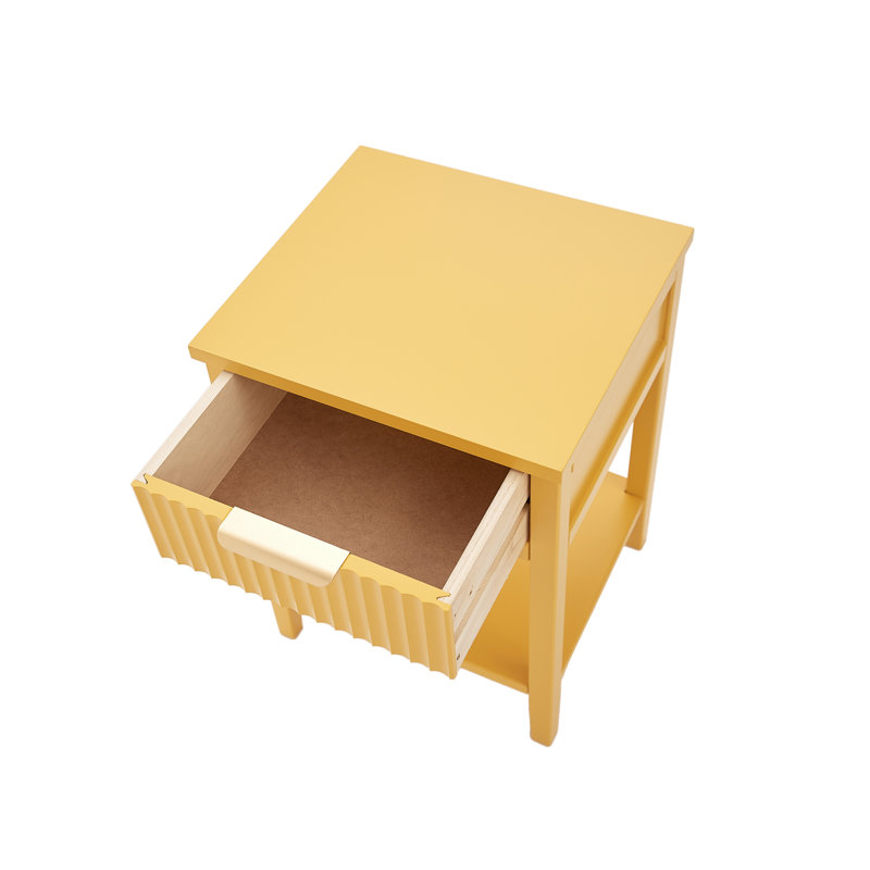 Abriela 40cm W Solid + Manufactured Wood Bedside Table, Yellow