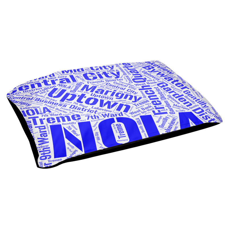 Coussin de chien « districts », Moyen (H 9,5 po x l 28 po x P 18 po), Bleu, Nouvelle-Orléans