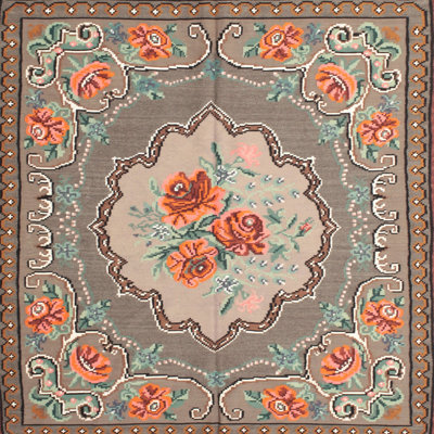 Tapis traditionnel brun / orange / vert Simbula