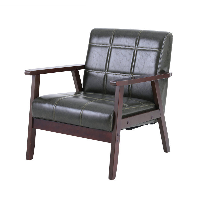 Fauteuil capitonné de 22 po de largeur, Similicuir vert foncé