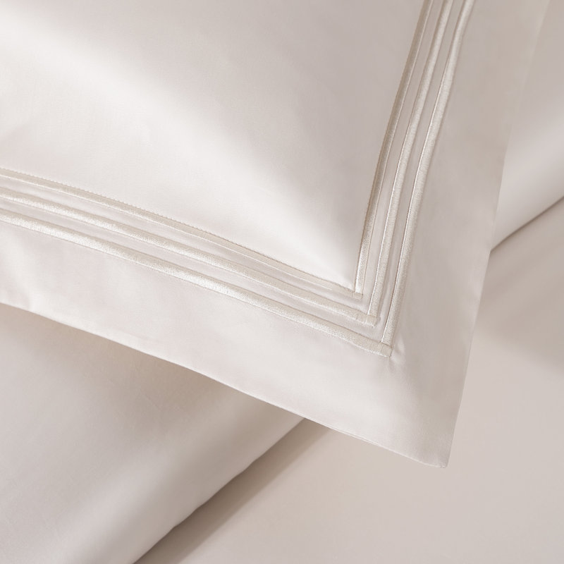 Triple Luxe Sateen Duvet Cover Set , Cream, Queen Duvet Cover + 2 Standard Shams