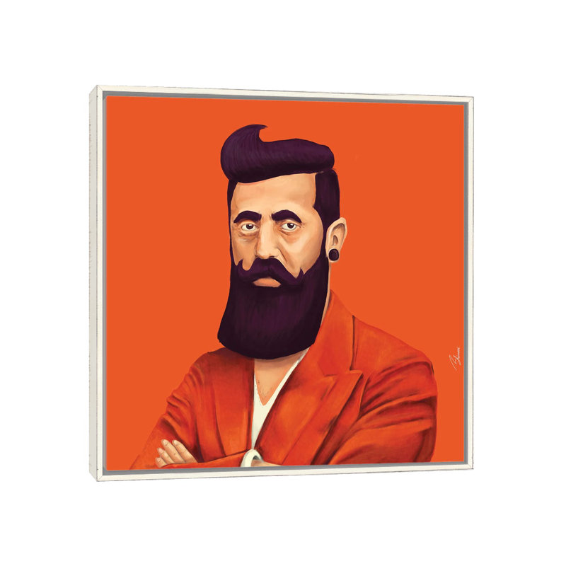 Benjamin Zeev Herzl, Distressed White Floater Framed Canvas, 18" H x 18" W x 1.5" D, No Mat
