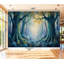 Papier peint adhésif pelez et collez, forêt, paysage, or bleu mystique, lumière magique, art mural fantaisiste, auto-adhésif et amovible-129024146