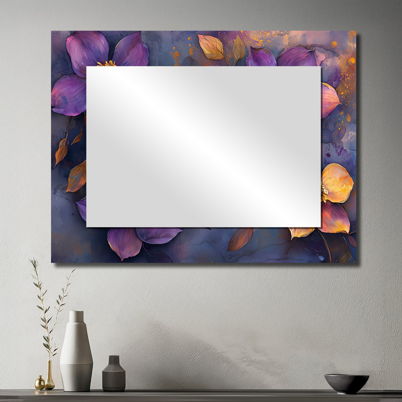 Lavender Dogwood Flowers Branches Of Elegance - Floral Mirror For Wall Art Decor - Printed On Metal, 30" x 40"