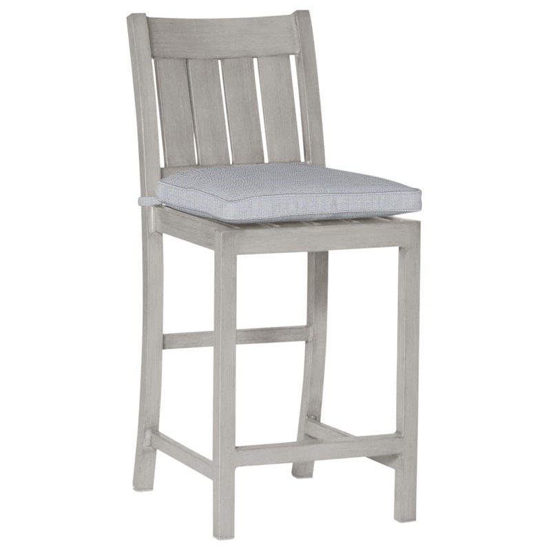 Tabouret de comptoir d'extérieur club 24 po, Welt, Lin chambray, Huître