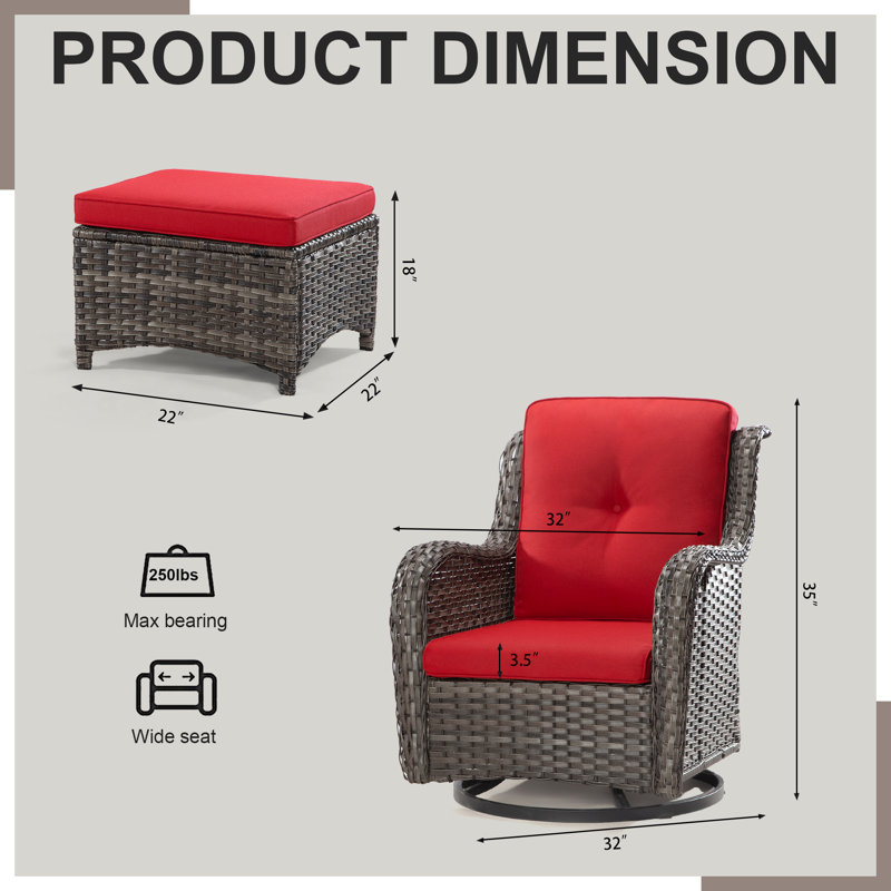 Ensemble de conversation avec coussins 4 pièces Anahit, Rouge