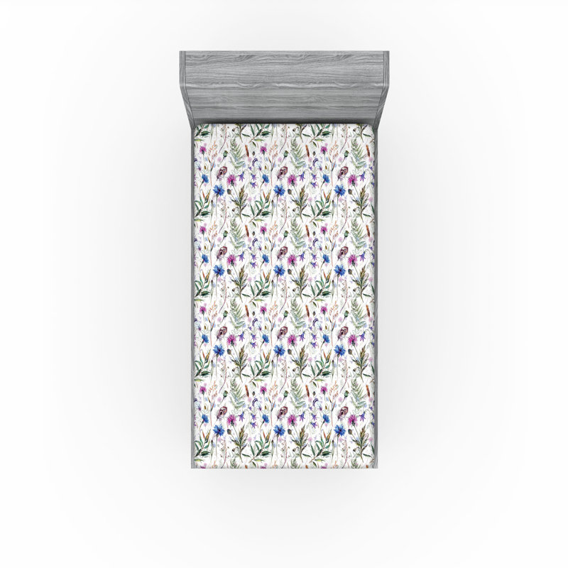 Ensemble de 2 draps-housses Ambesonne, Drap-housse de taille simple, Multicolore / floral 16