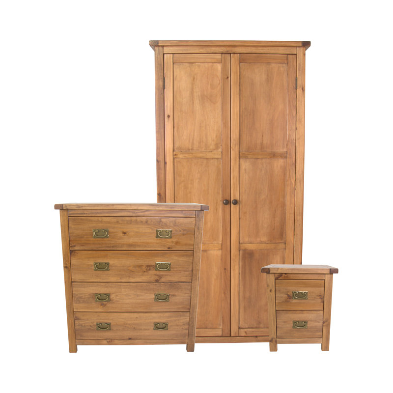 Bynum Piece Bedroom Set, 3 Pieces: Nightstand,Chest,Wardrobe