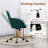 Velvet Home Office Chair with Gold Base and Wheels, Modern Makeup Vanity Chair, Height Adjustable Swivel Desk Chair for Living Room Bedroom Study Room, Green-1165142555