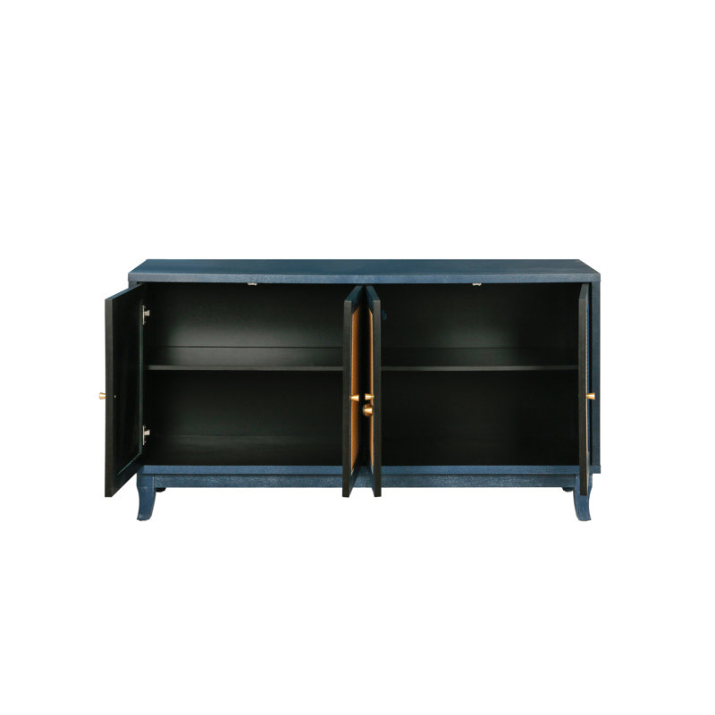 Panneaux de grain de qualité supérieure fabriqués à la main, armoire-buffet en rotin, armoire de rangement décorative avec 4 portes en rotin, armoire de rangement moderne avec tablettes réglables pour le salon
