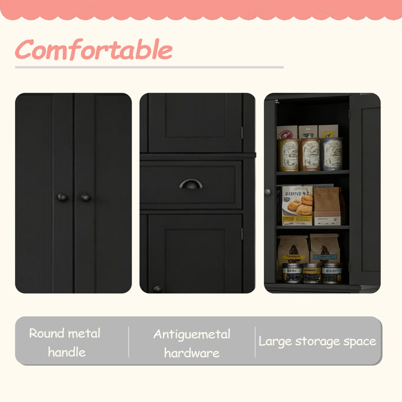 Kitchen Cabinet,Freestanding Home Storage Cabinet, Black