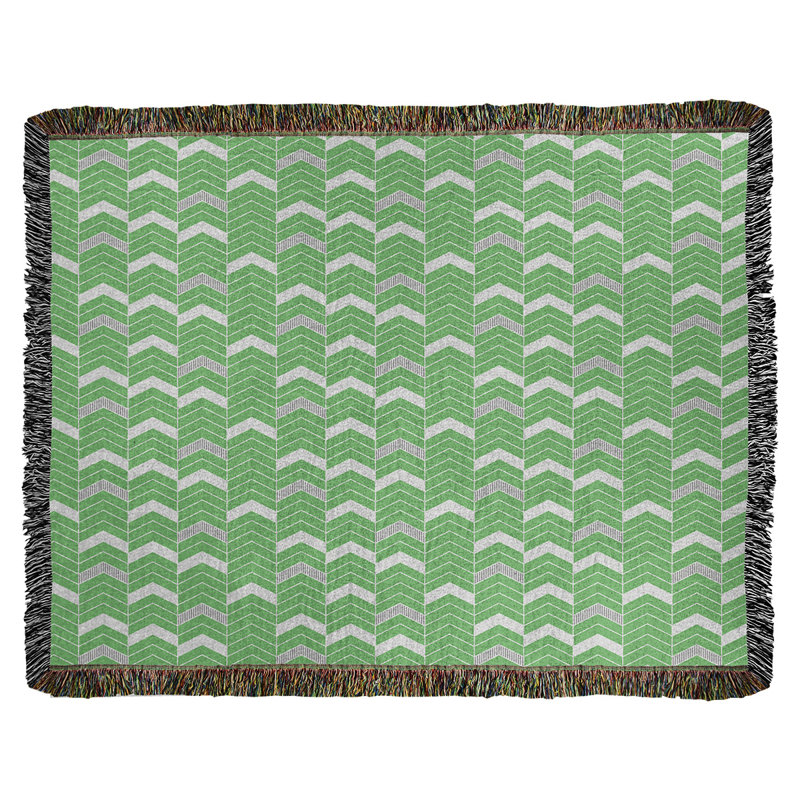 Couverture en coton tissé Rhonda, l 50 po x L 60 po, Vert / Gris