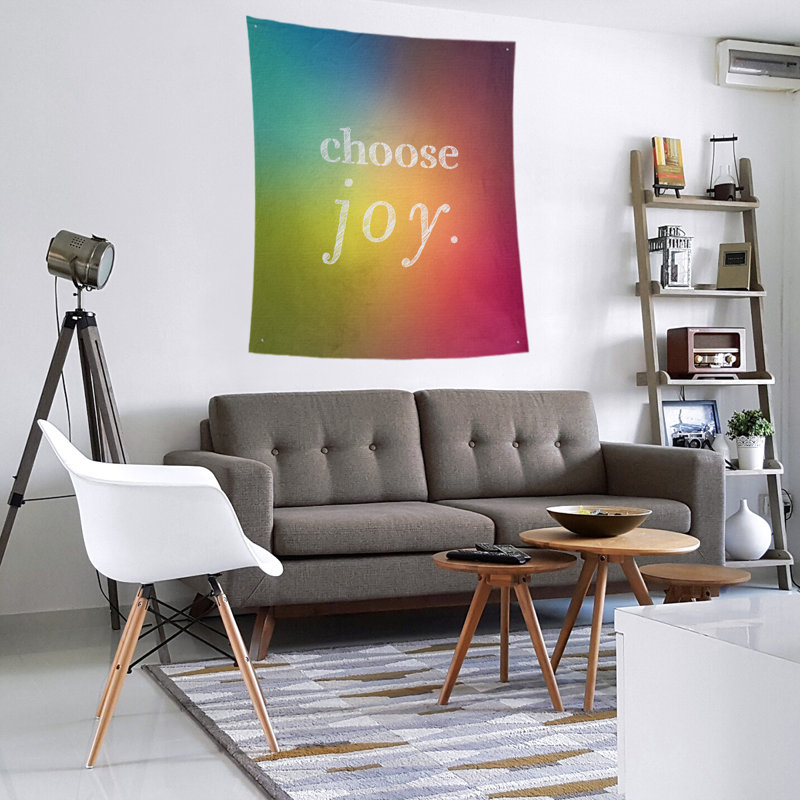Tapisserie de polyester, choisir la joie citation, H 27,5 po x l 37,5 po, Arc-en-ciel