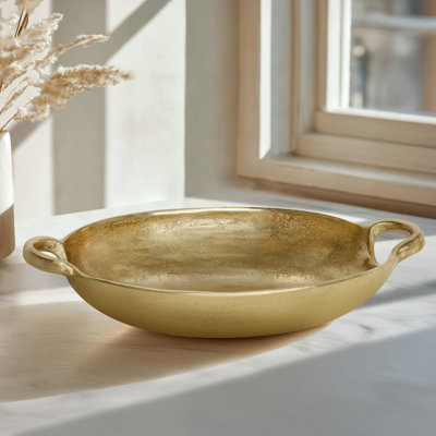 Atelier 15.5" Long Gold Decorative Bowl With Handle