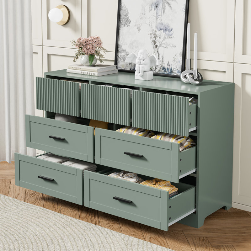 7 - Drawer 47.24"W Double Dresser, Green