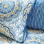 Housse de lit de jour - réversible bleu 6 pièces, avec imprimé médaillon et revers rayé, convient au matelas simple, comprend 1 housse, 3 taies décoratives, coussin décoratif, pièce réversible lavable à la machine, revers