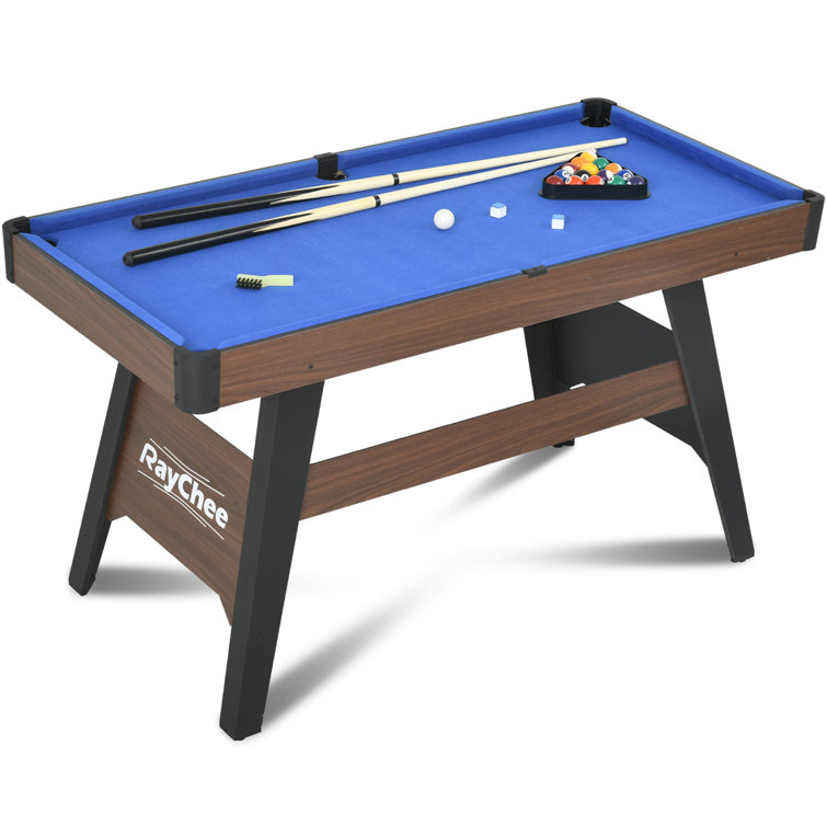 RayChee 54" Portable Pool Table Billiards Table with Leg Levelers, 2 Cue Sticks, 16 Balls, Triangle, Chalk