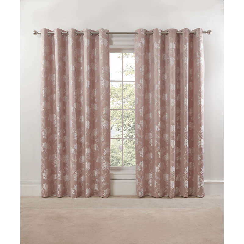 Blossom Eyelet Room Darkening Curtains, Blush Pink, 228 W x 228 D cm