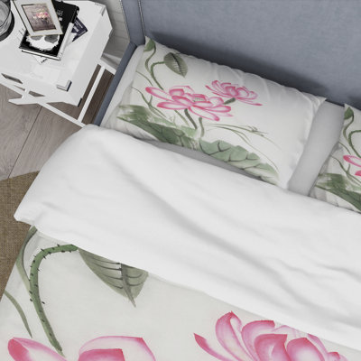 Pink/Green Microfiber Duvet Cover Set
