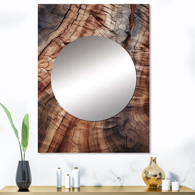 Yodiel abstrait brun gracieux Woodland écorce - miroir mural abstrait unique, miroir moderne, art imprimé en métal