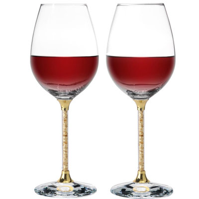 Matashi Crystal Wine Glasses Set - 18.5 Oz Lead-Free Sparkling Wine Wedding Glasses, Elegant Foil Filled Glassware - The Perfect Gift For Weddings, Parties And Special Celebrations