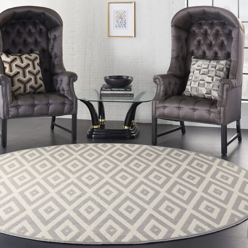 Kacei Geometric Indoor Rug, Round 8'