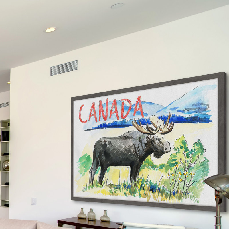 Moose - Canada Red - Single Picture Frame Painting, 61cm H x 91cm W 