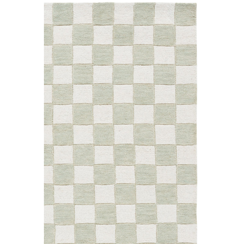 Tapis géométrique en laine / coton touffeté à la main Jevale, Carré 6 pi