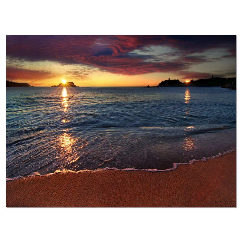 Reproduction de photo sur toile tendue, "belle mer de mer au coucher du soleil" belle clear, H 12 po x l 20 po