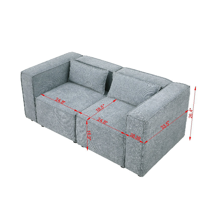 Canapé modulaire en tissu chenille bleu grisâtre, simple et grandiose, l'assise et le dossier sont très doux. c'est aussi un