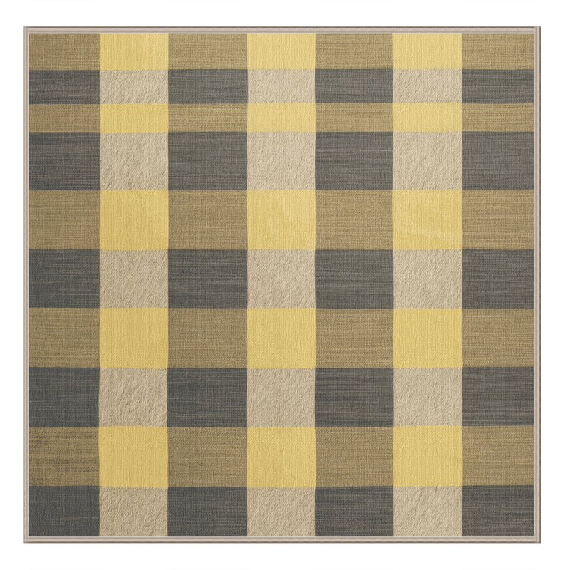 Machine Washable Checkered Brown Area Rug, Square 3'