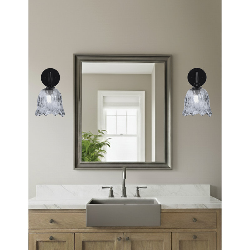 Applique murale Waldes, fini noir mat, verre fumé lave 7 po, Black / Matte Black