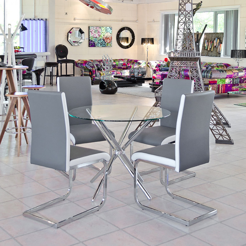 Upholstered Dining Chair, 4, Grey
