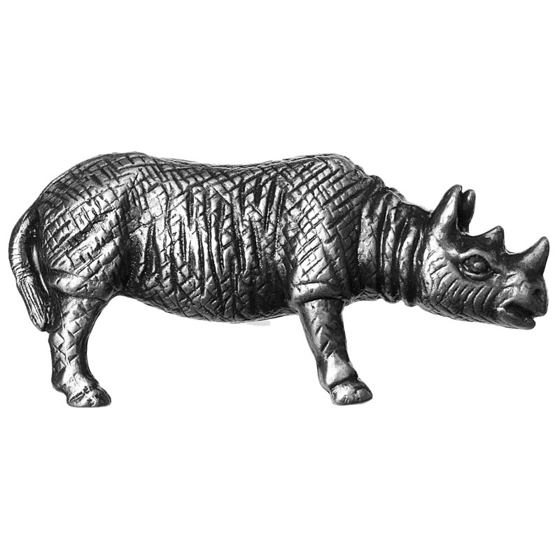 Poignée fantaisie surdimensionnée 2 3/4 po Rhinoceros, Étain