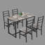 Ensemble de table et de chaises cinq pièces avec dossier, style industriel, structure solide-796115096-796115047-783621580