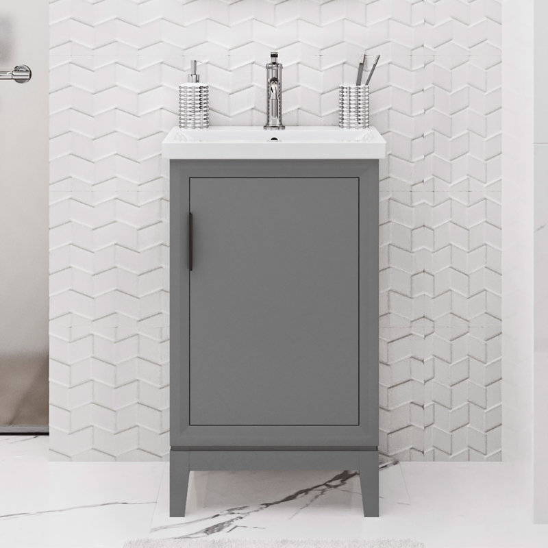 Ensemble de meuble-lavabo simple 21 po Finkbeiner, Gris cachemire, Noir mat