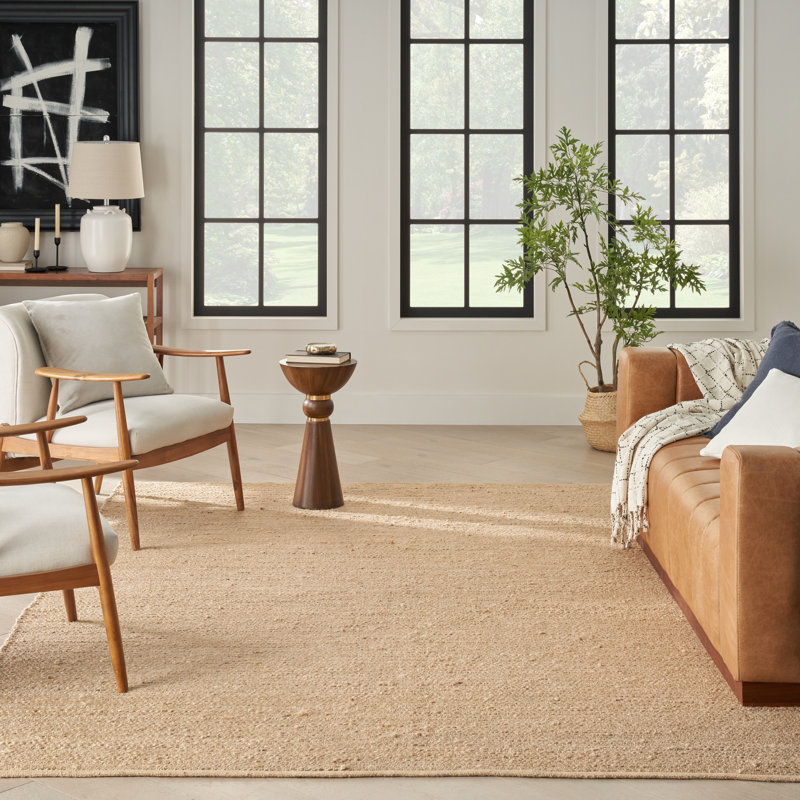 Gerri Solid Color Flatweave Area Rug, Rectangle 8' x 10', Beige