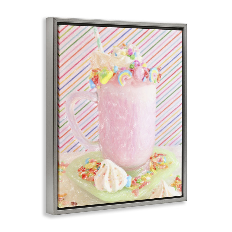  "Sweet Dreams Milkshake", art mural encadré flottant par Graffi * Tee Studios, Gris, H 31 po x l 25 po