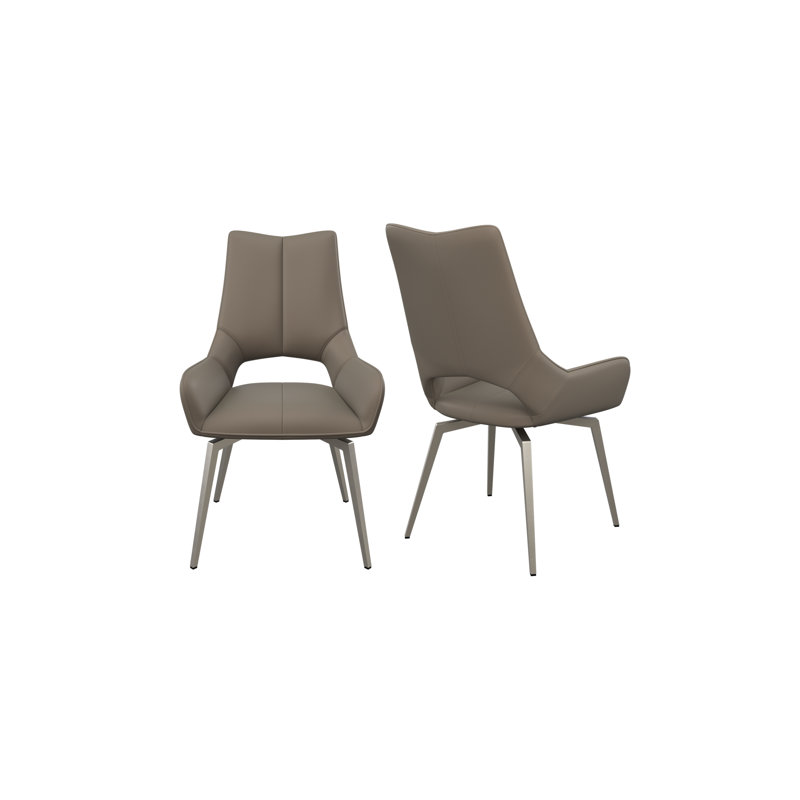 Chosposi Upholstered Swivel Dining Chair, Taupe