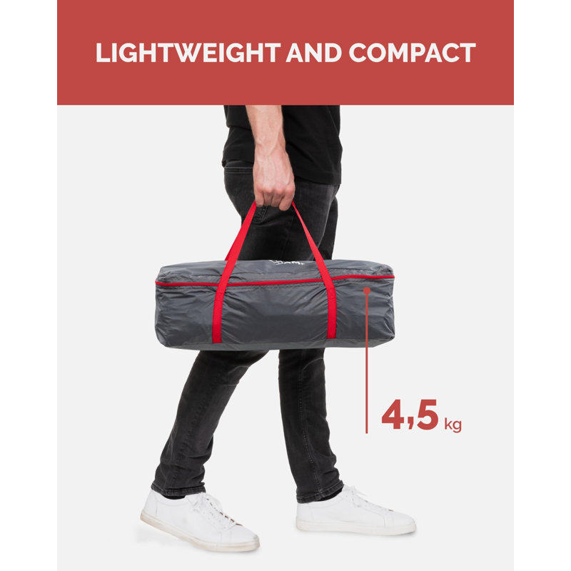4 Person Tent, Grey/Red