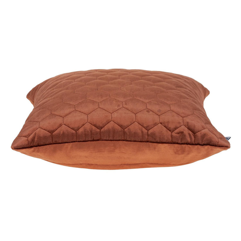 Coussin décoratif, Velours touffeté orange brûlé matelassé