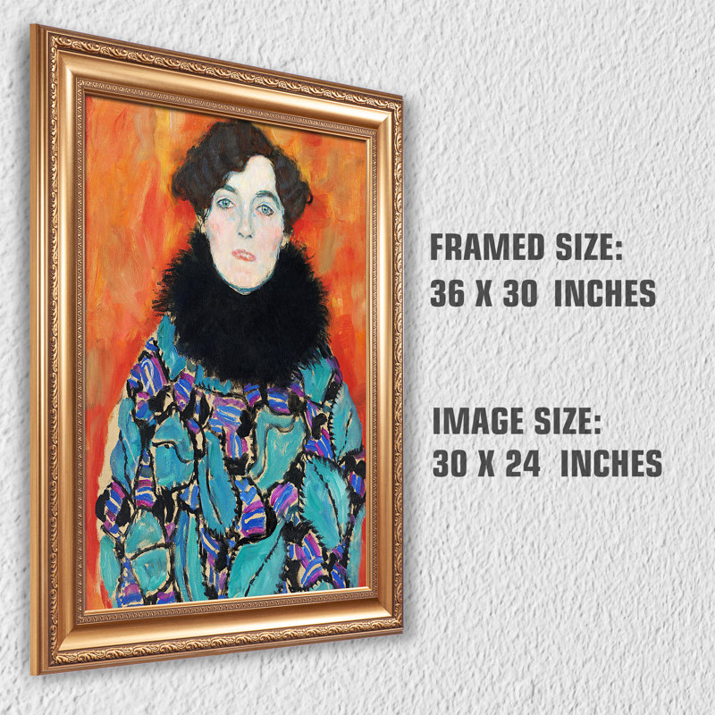 Reproduction d'art classique, encadré doré «World», par Gustav Klimt, H 36 po x l 30 po