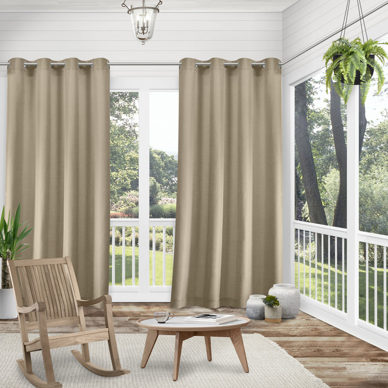 Biscayne Indoor/Outdoor Two Tone Textured Grommet Top Curtain Panel Pair, null, null